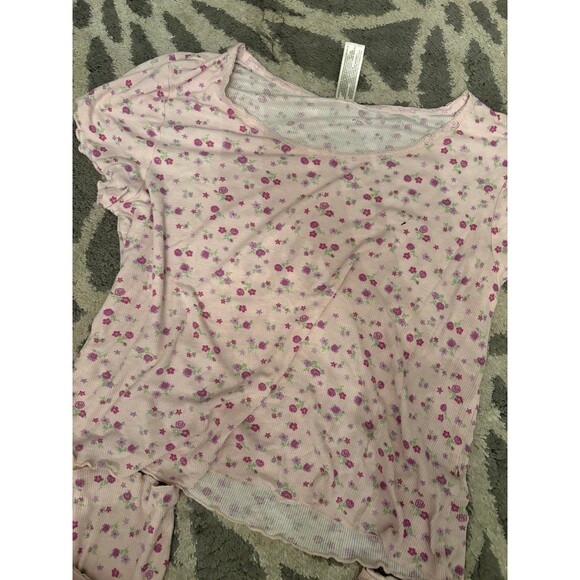 Pink and Purple Floral Ribbed Jessica Simpson Pajama Set - Picture 2 of 5